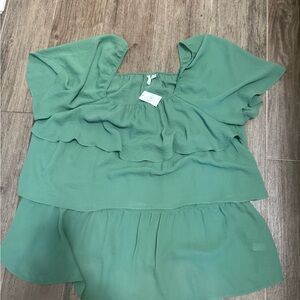 Cato Flowy Green Layered Blouse